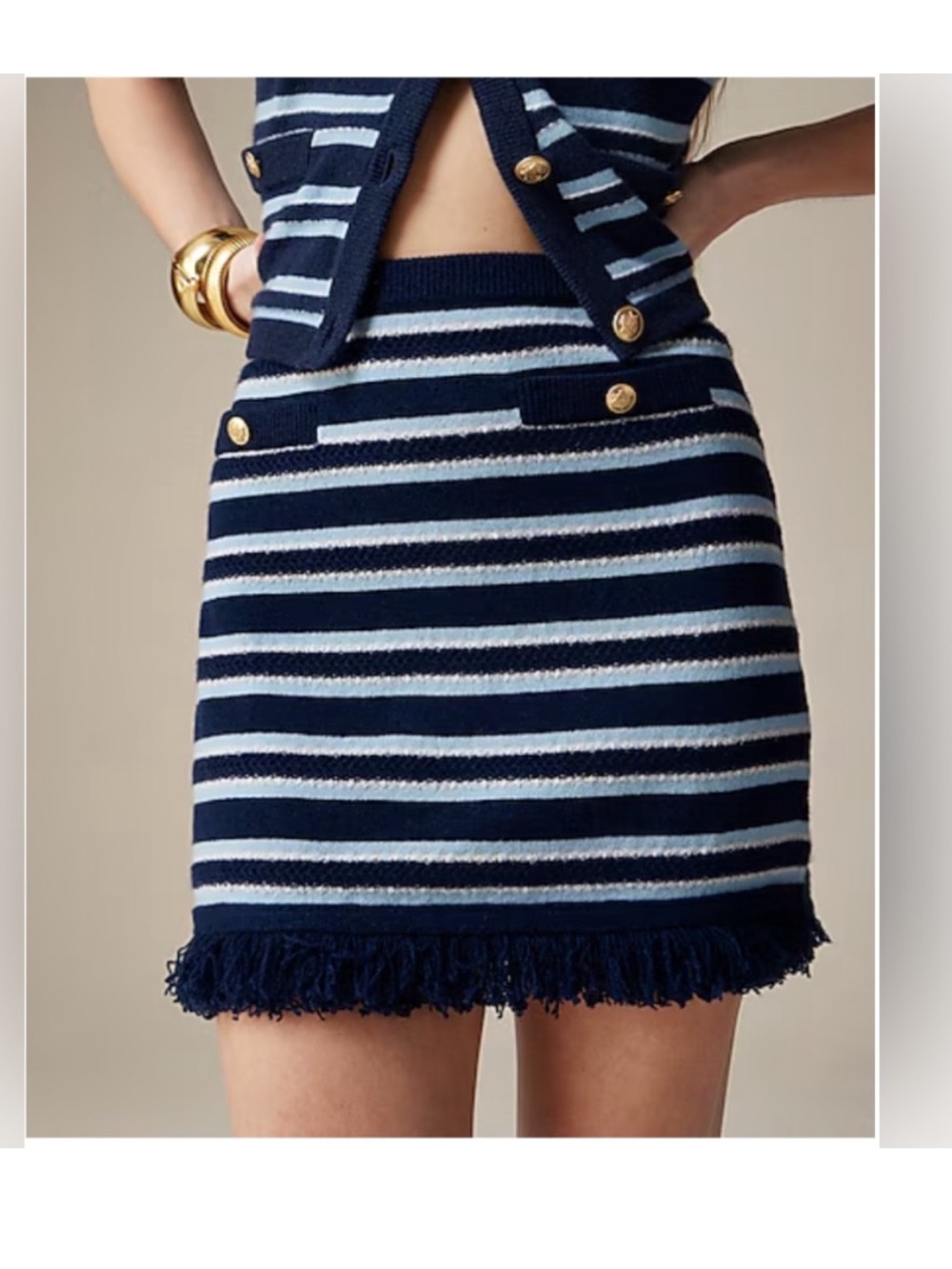 J. Crew Cashmere fringe-trim sweater-skirt